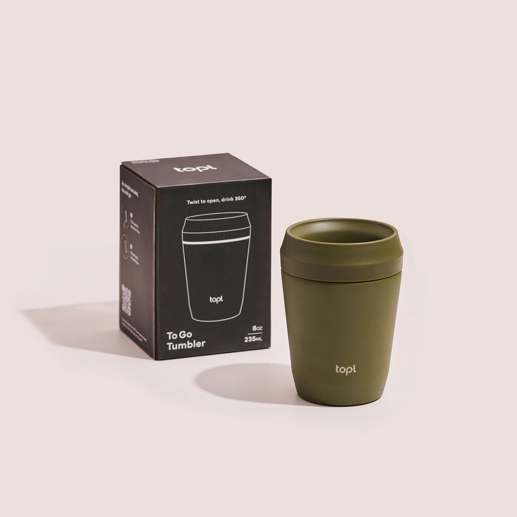 Topl Recycled Steel To Go Tumbler Patented 360 Lid 235ml - Green