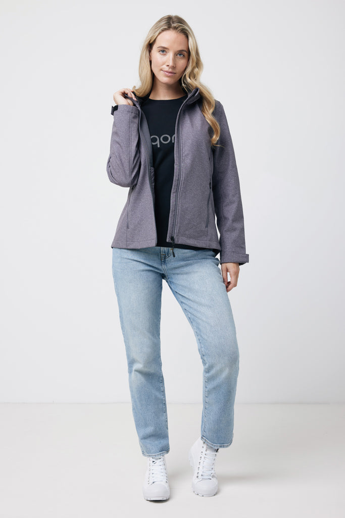 IQONIQ Makalu women recycled polyester soft shell jacket - Vulcano Heather Grey