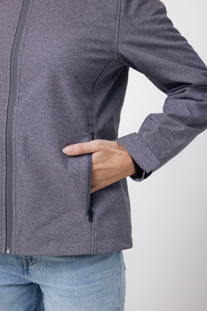 IQONIQ Makalu women recycled polyester soft shell jacket - Vulcano Heather Grey