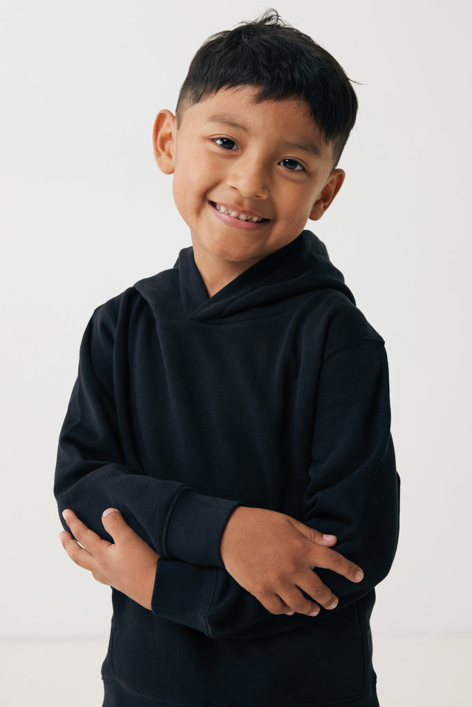 IQONIQ Yengo kids recycled cotton hoodie with sidepockets - Black