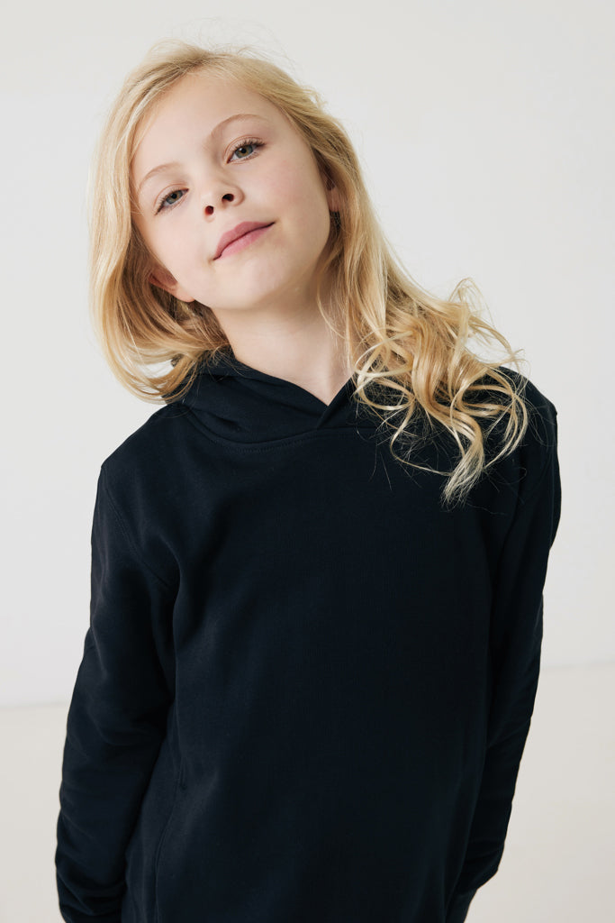 IQONIQ Yengo kids recycled cotton hoodie with sidepockets - Black