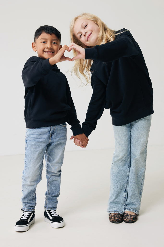 IQONIQ Yengo kids recycled cotton hoodie with sidepockets - Black