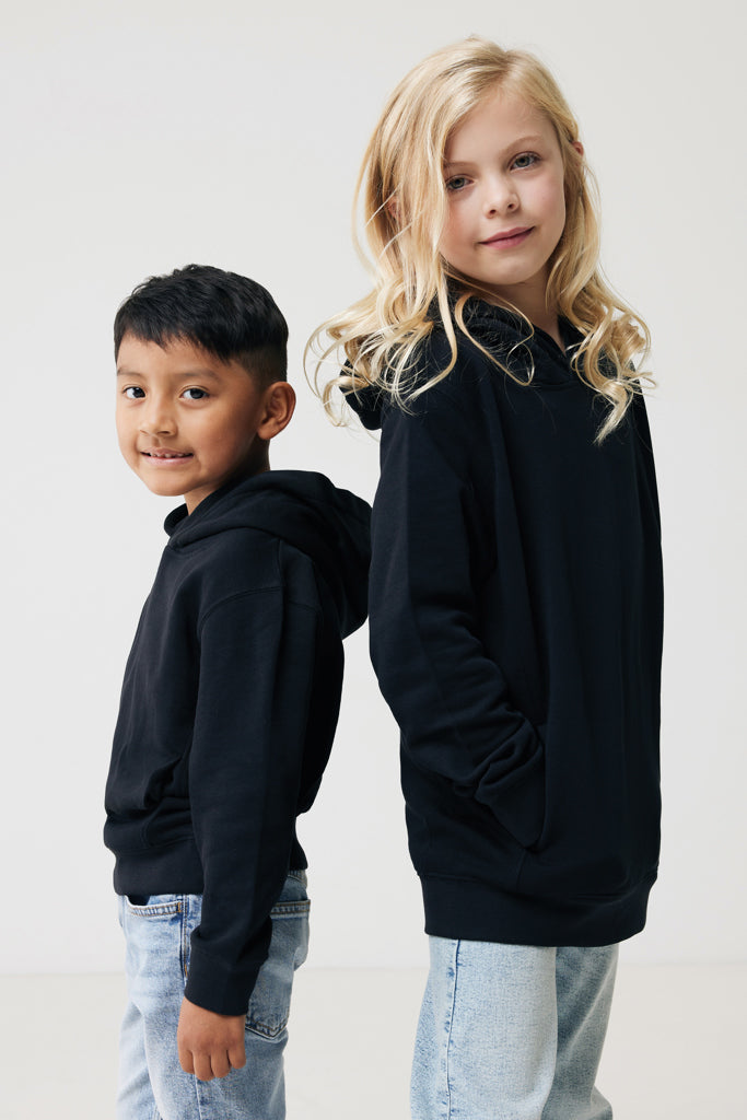 IQONIQ Yengo kids recycled cotton hoodie with sidepockets - Black