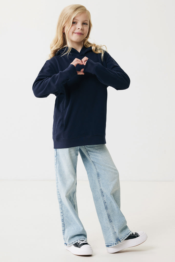 IQONIQ Yengo kids recycled cotton hoodie with sidepockets - Navy