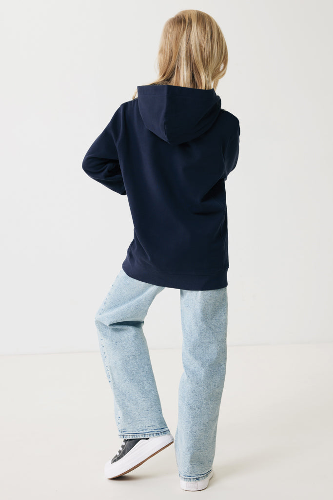 IQONIQ Yengo kids recycled cotton hoodie with sidepockets - Navy