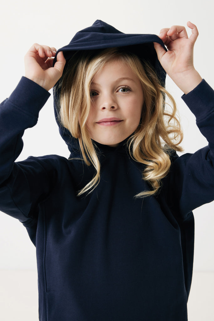 IQONIQ Yengo kids recycled cotton hoodie with sidepockets - Navy