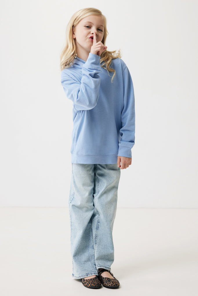 IQONIQ Yengo kids recycled cotton hoodie with sidepockets - Sky Blue
