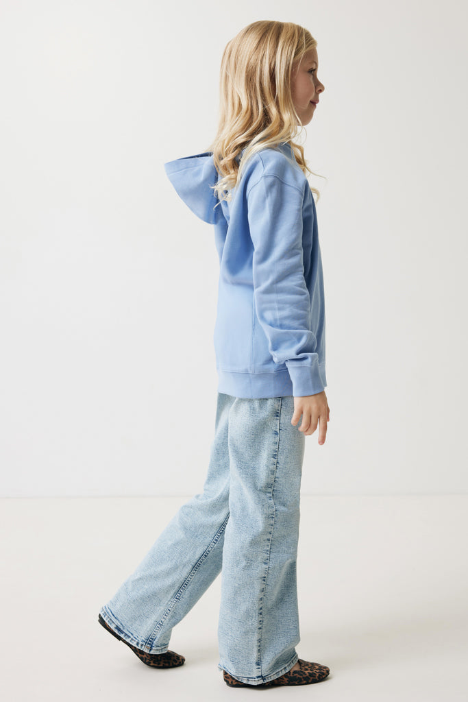 IQONIQ Yengo kids recycled cotton hoodie with sidepockets - Sky Blue