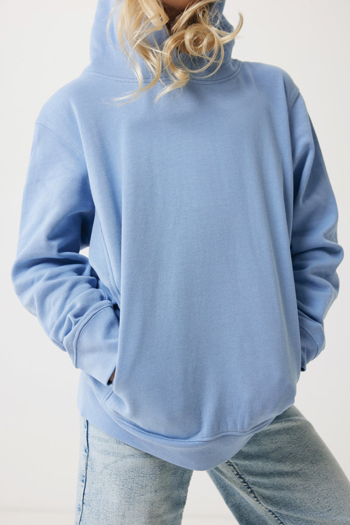 IQONIQ Yengo kids recycled cotton hoodie with sidepockets - Sky Blue