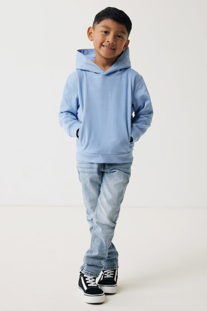 IQONIQ Yengo kids recycled cotton hoodie with sidepockets - Sky Blue
