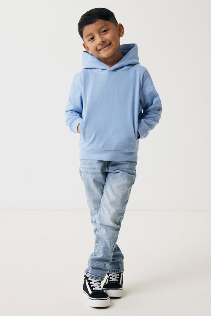 IQONIQ Yengo kids recycled cotton hoodie with sidepockets - Sky Blue