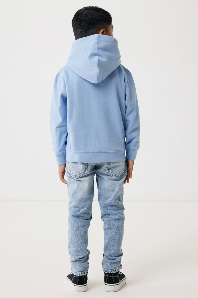 IQONIQ Yengo kids recycled cotton hoodie with sidepockets - Sky Blue