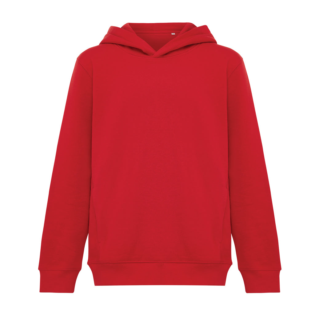 IQONIQ Yengo kids recycled cotton hoodie with sidepockets - Red