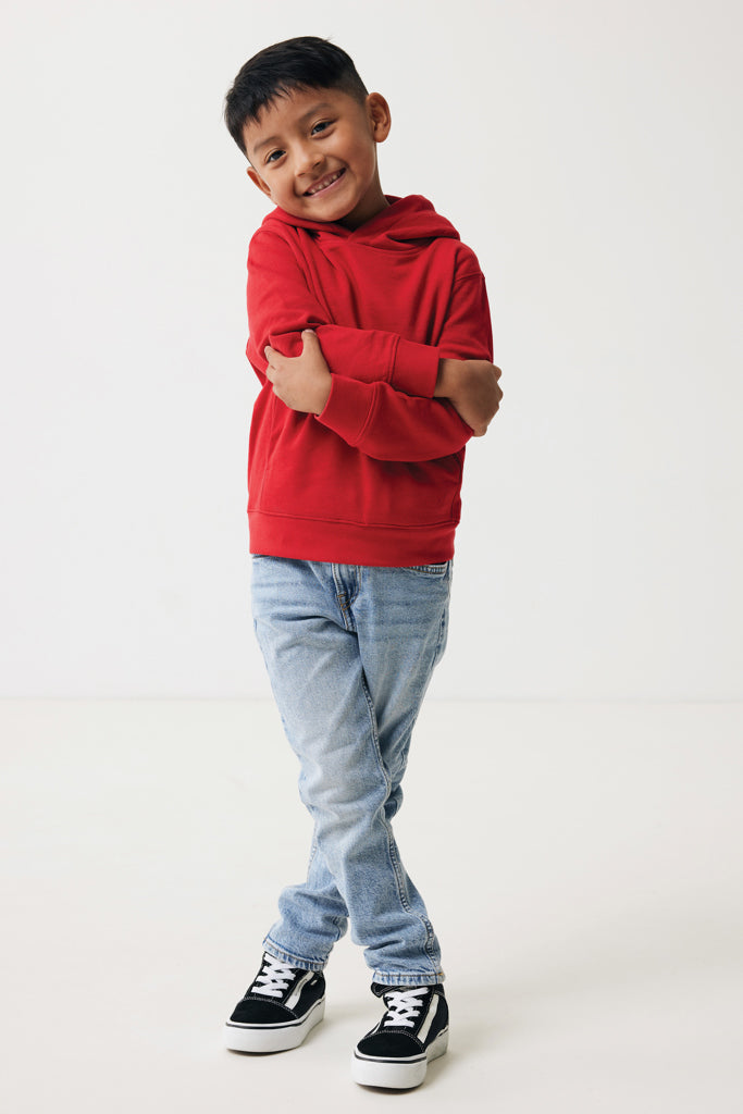 IQONIQ Yengo kids recycled cotton hoodie with sidepockets - Red
