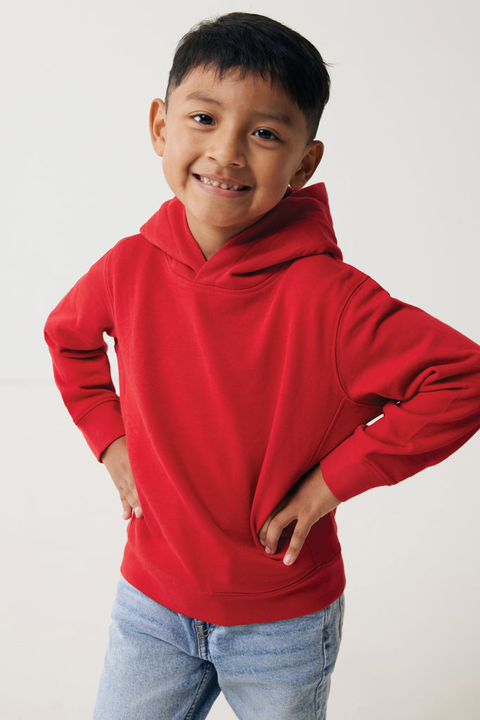 IQONIQ Yengo kids recycled cotton hoodie with sidepockets - Red