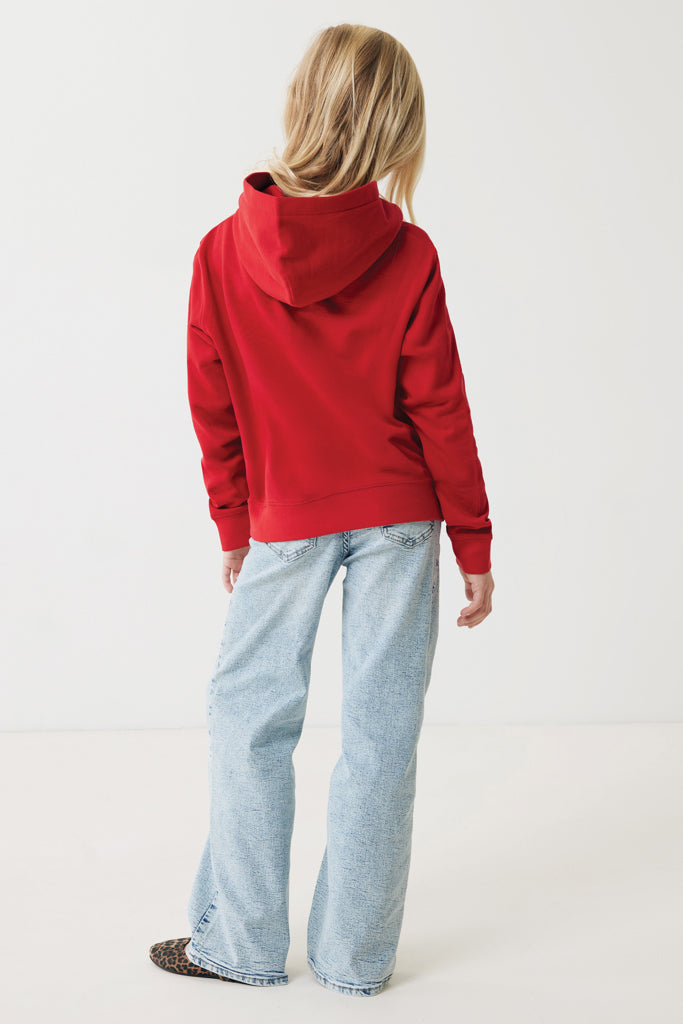 IQONIQ Yengo kids recycled cotton hoodie with sidepockets - Red