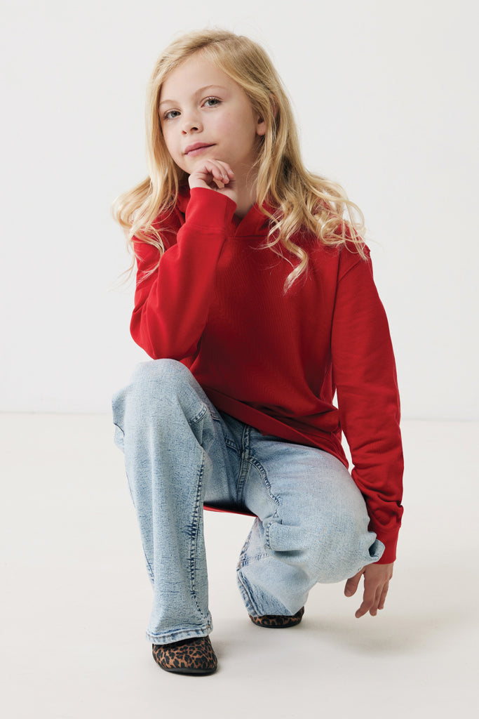 IQONIQ Yengo kids recycled cotton hoodie with sidepockets - Red
