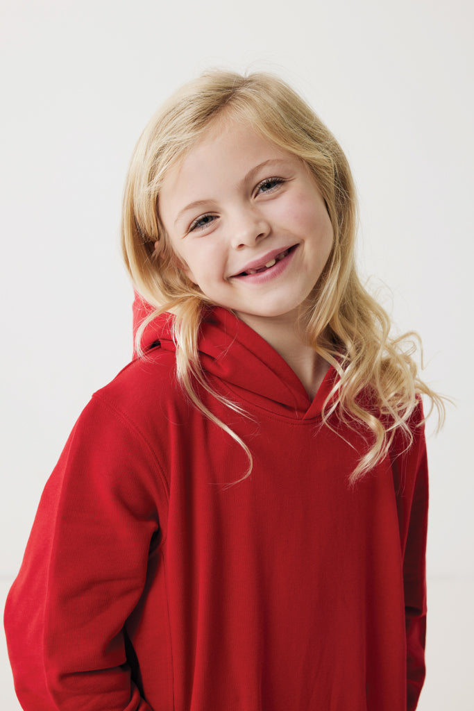 IQONIQ Yengo kids recycled cotton hoodie with sidepockets - Red