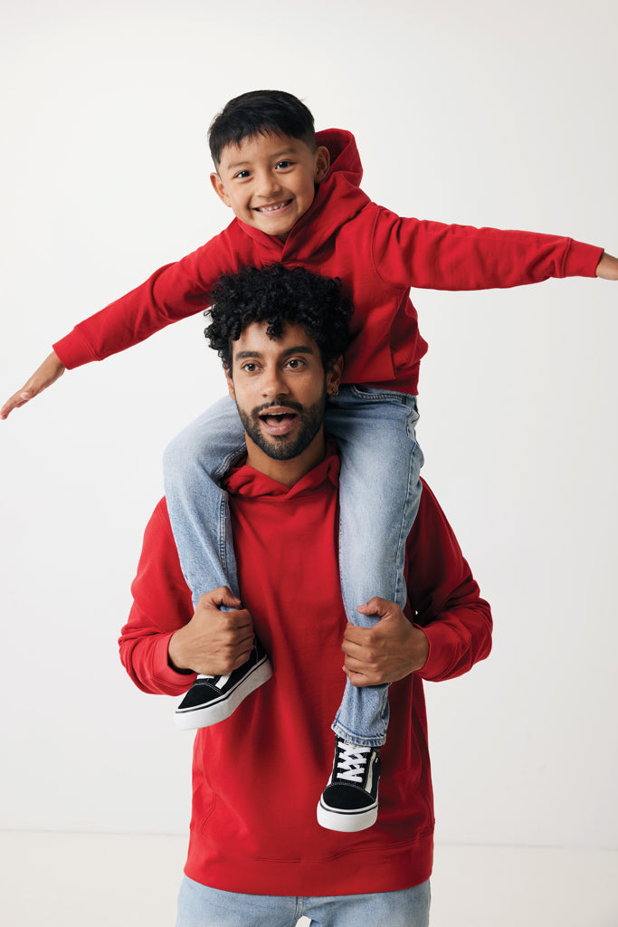 IQONIQ Yengo kids recycled cotton hoodie with sidepockets - Red