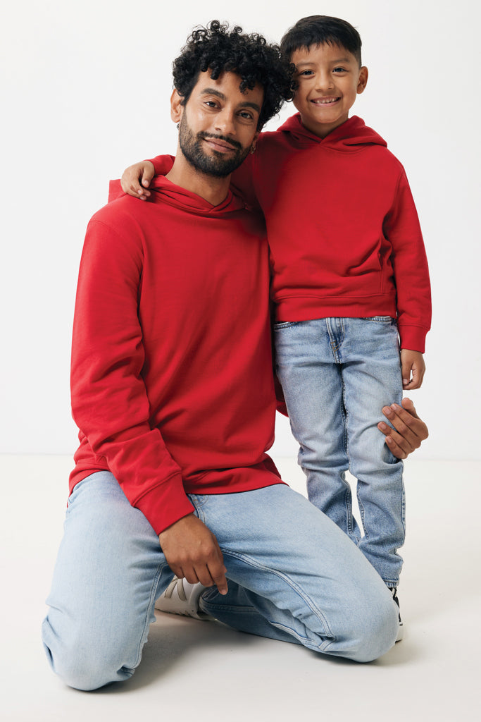 IQONIQ Yengo kids recycled cotton hoodie with sidepockets - Red