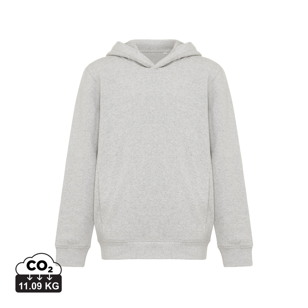 IQONIQ Yengo kids recycled cotton hoodie with sidepockets - Light Heather Grey