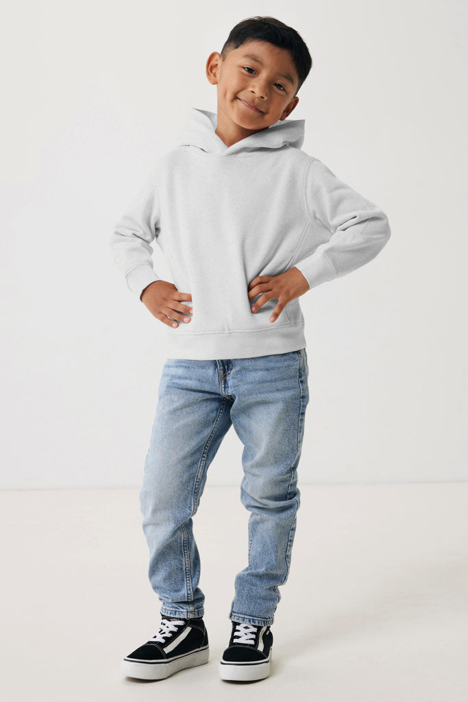 IQONIQ Yengo kids recycled cotton hoodie with sidepockets - Light Heather Grey