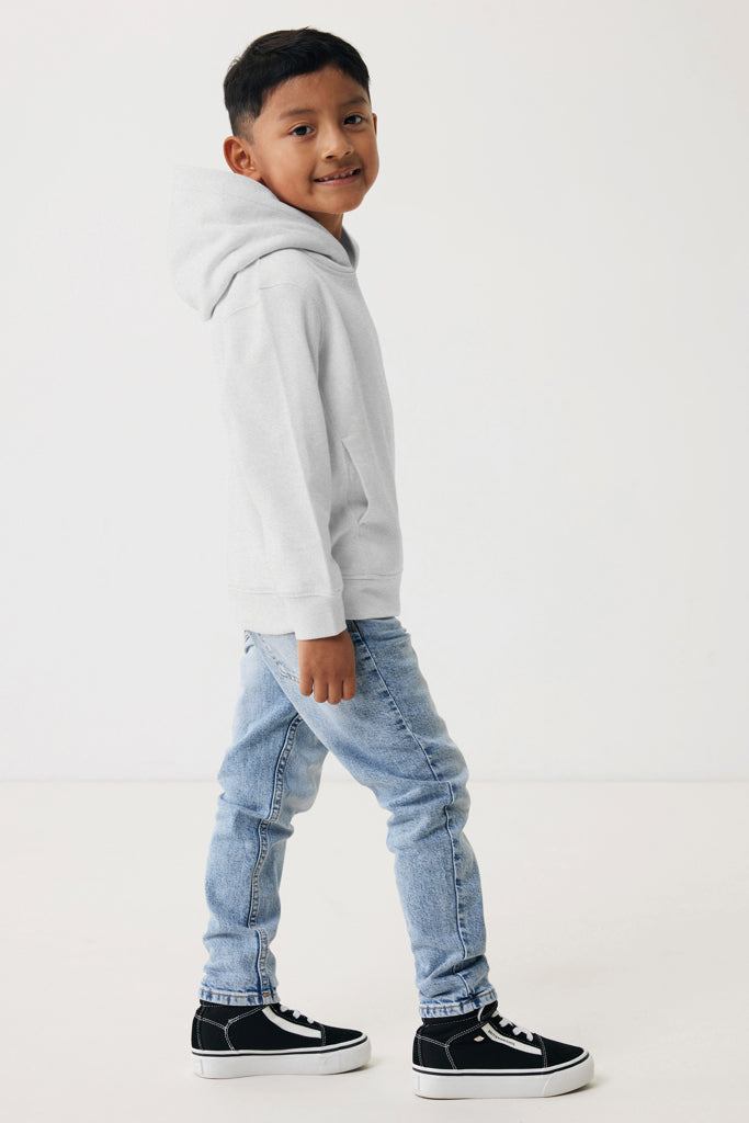 IQONIQ Yengo kids recycled cotton hoodie with sidepockets - Light Heather Grey