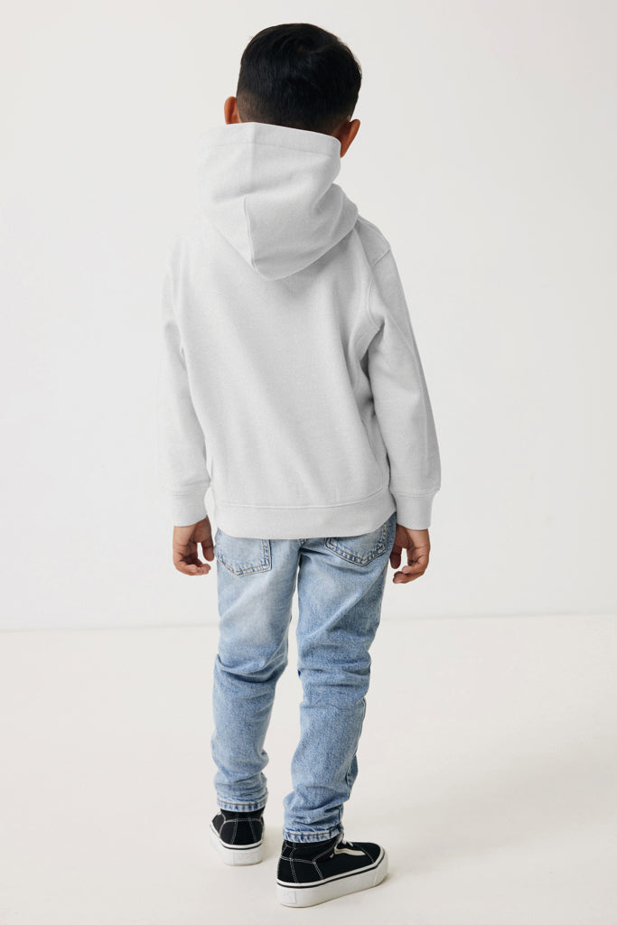 IQONIQ Yengo kids recycled cotton hoodie with sidepockets - Light Heather Grey