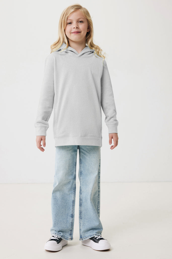 IQONIQ Yengo kids recycled cotton hoodie with sidepockets - Light Heather Grey