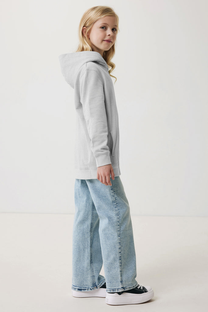 IQONIQ Yengo kids recycled cotton hoodie with sidepockets - Light Heather Grey