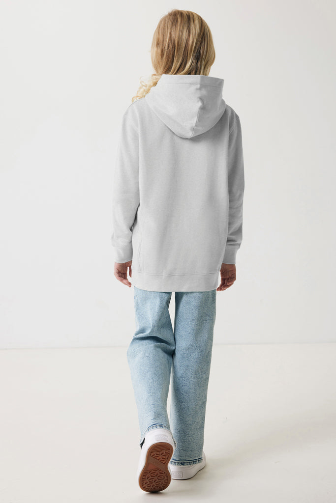 IQONIQ Yengo kids recycled cotton hoodie with sidepockets - Light Heather Grey