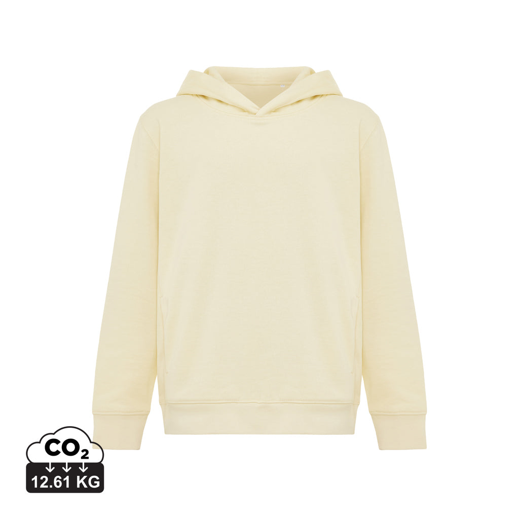 IQONIQ Yengo kids recycled cotton hoodie with sidepockets - Cream Yellow