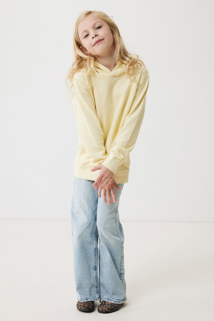 IQONIQ Yengo kids recycled cotton hoodie with sidepockets - Cream Yellow