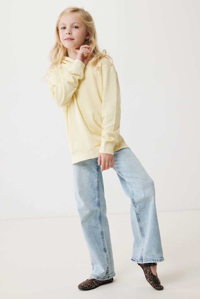 IQONIQ Yengo kids recycled cotton hoodie with sidepockets - Cream Yellow