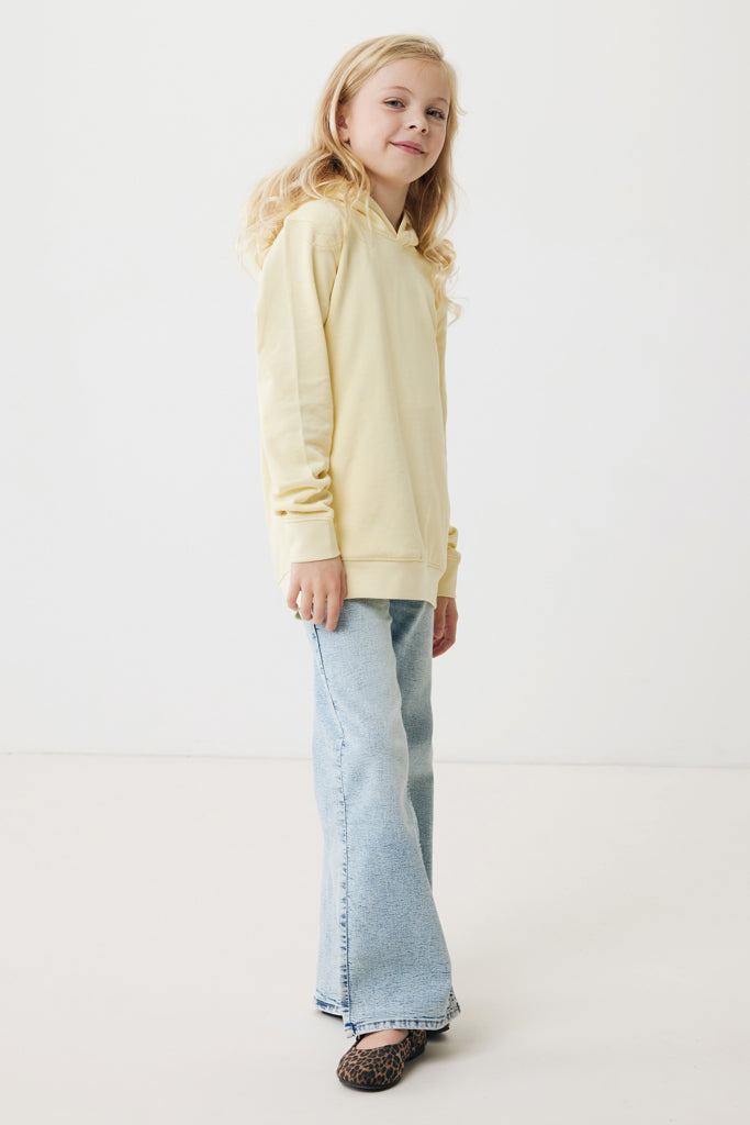 IQONIQ Yengo kids recycled cotton hoodie with sidepockets - Cream Yellow