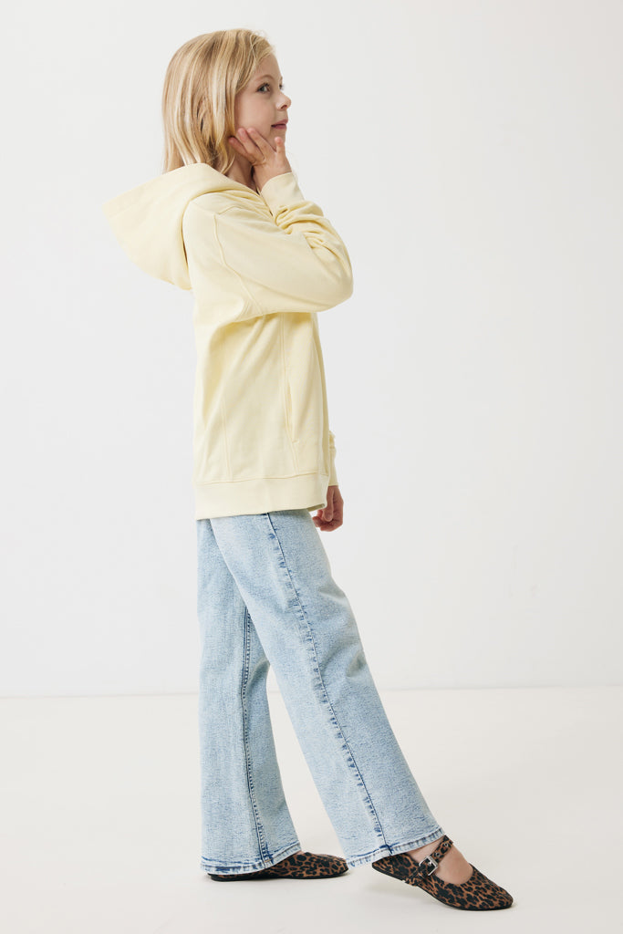 IQONIQ Yengo kids recycled cotton hoodie with sidepockets - Cream Yellow