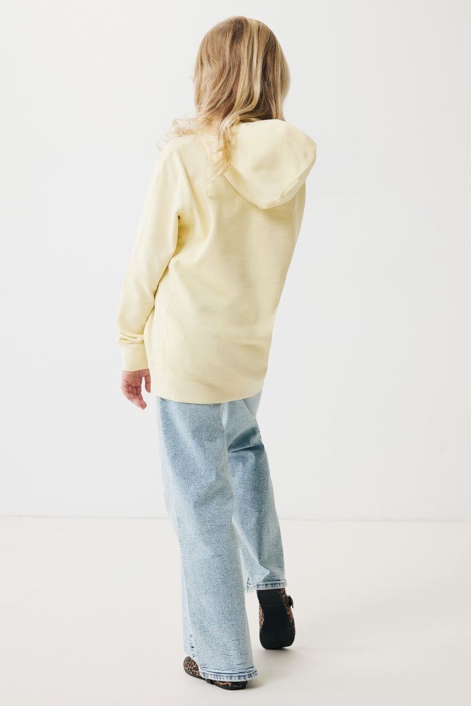 IQONIQ Yengo kids recycled cotton hoodie with sidepockets - Cream Yellow