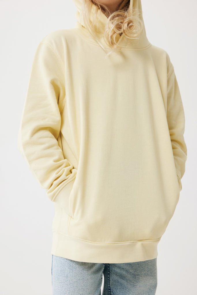IQONIQ Yengo kids recycled cotton hoodie with sidepockets - Cream Yellow