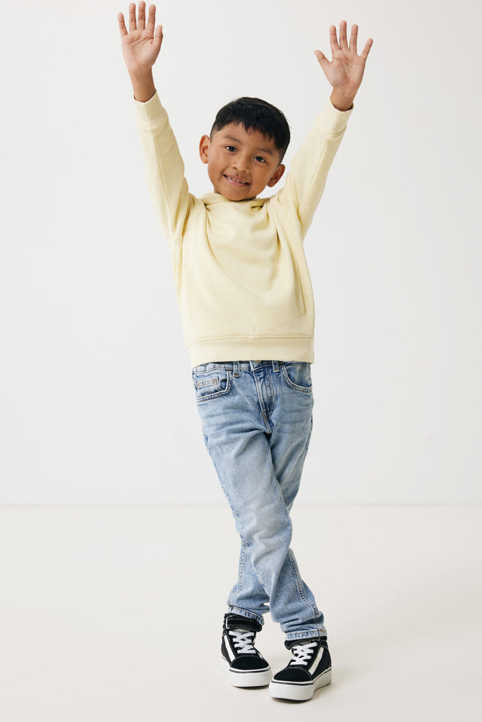 IQONIQ Yengo kids recycled cotton hoodie with sidepockets - Cream Yellow