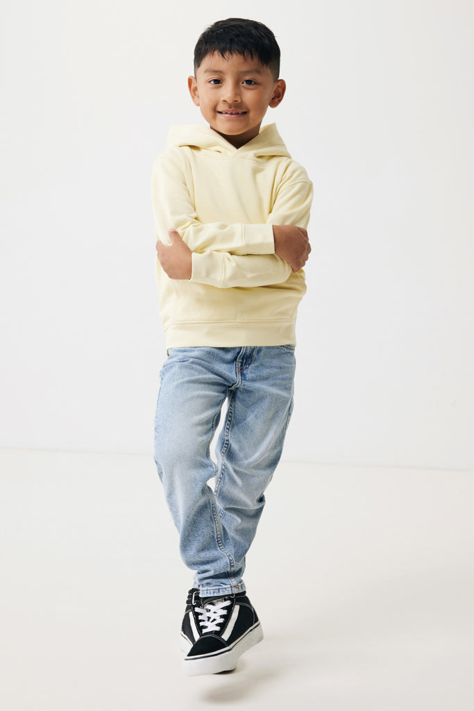 IQONIQ Yengo kids recycled cotton hoodie with sidepockets - Cream Yellow
