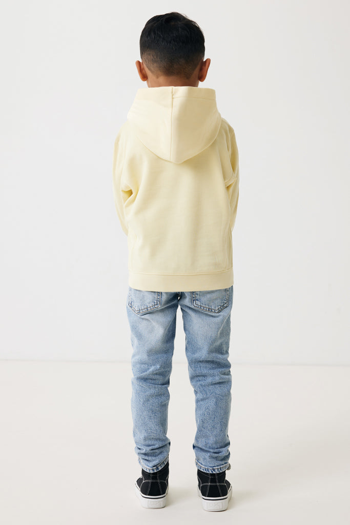 IQONIQ Yengo kids recycled cotton hoodie with sidepockets - Cream Yellow