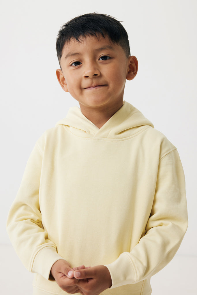 IQONIQ Yengo kids recycled cotton hoodie with sidepockets - Cream Yellow