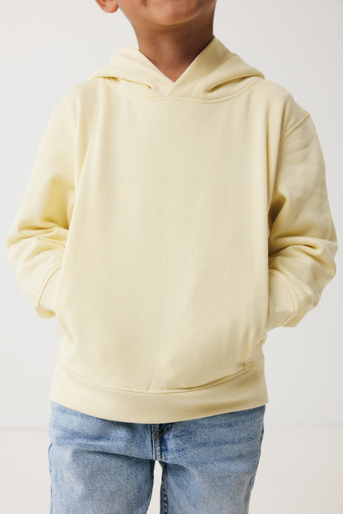IQONIQ Yengo kids recycled cotton hoodie with sidepockets - Cream Yellow