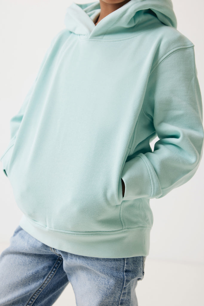 IQONIQ Yengo kids recycled cotton hoodie with sidepockets - Crushed Mint