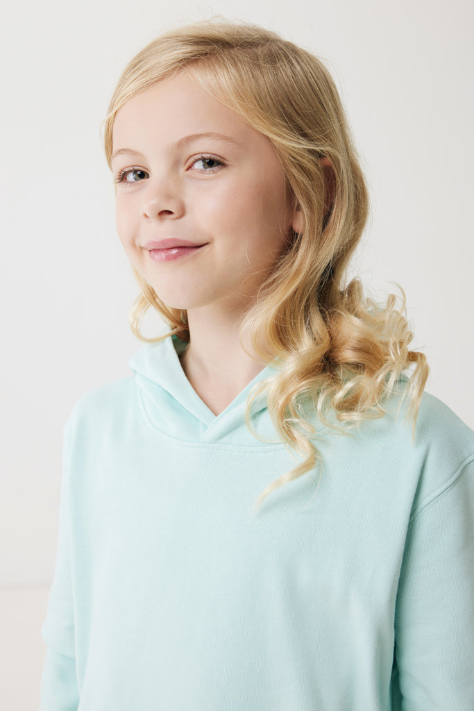 IQONIQ Yengo kids recycled cotton hoodie with sidepockets - Crushed Mint