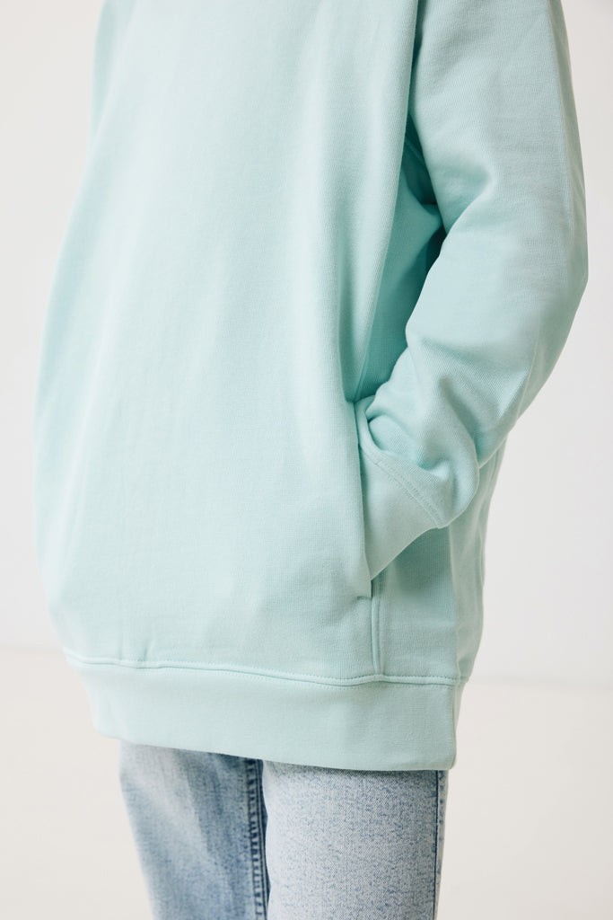 IQONIQ Yengo kids recycled cotton hoodie with sidepockets - Crushed Mint