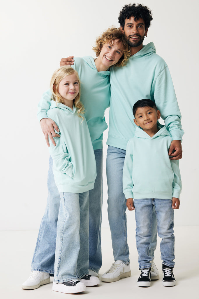 IQONIQ Yengo kids recycled cotton hoodie with sidepockets - Crushed Mint