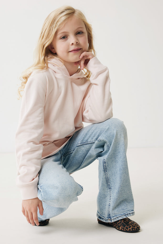 IQONIQ Yengo kids recycled cotton hoodie with sidepockets - Cloud Pink