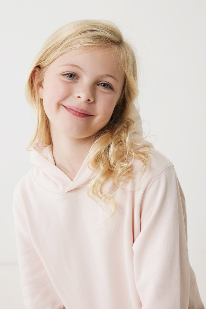 IQONIQ Yengo kids recycled cotton hoodie with sidepockets - Cloud Pink