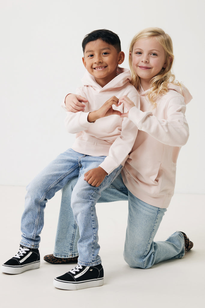 IQONIQ Yengo kids recycled cotton hoodie with sidepockets - Cloud Pink
